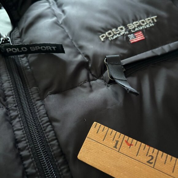 Vintage Polo Sport Down Jacket XXL Ralph Lauren Puffer‎ Black Coat Y2K - Picture 7 of 9